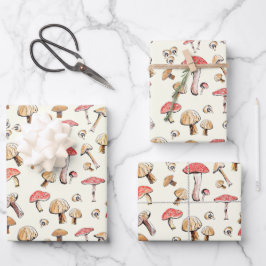 Woodland Mushrooms Ivory Nature Cottagecore  ラッピングペーパーシート