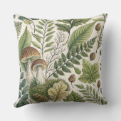 Woodland Mushrooms Pinecones Ferns Autumn Pattern クッション (裏面)