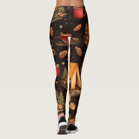 Woodland Nights Camping Pattern Leggings レギンス (裏面)