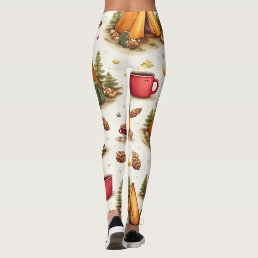 Woodland Nights Camping Pattern Leggings レギンス (裏面)