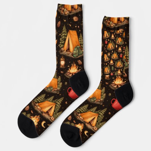 Woodland Nights Camping Pattern Socks ソックス (左)