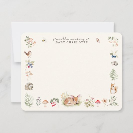 Woodland Nursery Stationery Note Card 案内状 (正面)