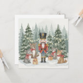 Woodland Nutcracker Watercolor Christmas Card  カード (正面/裏面インサイチュ)
