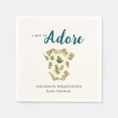 Woodland Oak Leaf "Adore" Baby Shower Napkin スタンダードカクテルナプキン (正面)