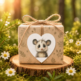 Woodland Opossum Baby Shower • Cute ハートシール