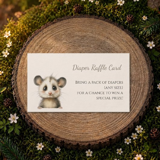 Woodland Opossum Baby Shower • Diaper Raffle 名刺