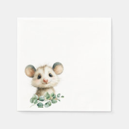 Woodland Opossum Baby Shower • Neutral スタンダードカクテルナプキン