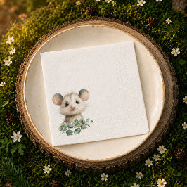 Woodland Opossum Baby Shower • Neutral スタンダードカクテルナプキン