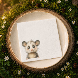 Woodland Opossum Baby Shower • Neutral スタンダードカクテルナプキン