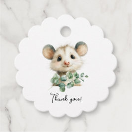Woodland Opossum Baby Shower • Neutral フェイバータグ