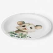 Woodland Opossum Baby Shower • Neutral ペーパープレート (アングル)