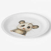 Woodland Opossum Baby Shower • Neutral ペーパープレート (アングル)