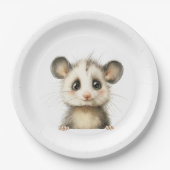 Woodland Opossum Baby Shower • Neutral ペーパープレート (正面)