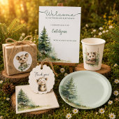 Woodland Opossum Baby Shower • Neutral ペーパープレート