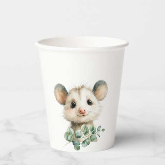 Woodland Opossum Baby Shower • Neutral 紙コップ (正面)