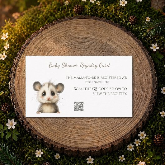 Woodland Opossum Baby Shower • Registry Card 名刺