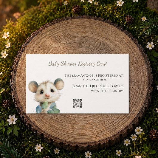 Woodland Opossum Baby Shower • Registry Card 名刺