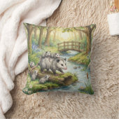 Woodland Opossum Mama & Babies Kids Throw Pillow クッション (ブランケット)