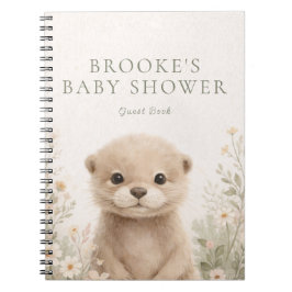 Woodland Otter Baby Shower Spiral Guestbook ノートブック