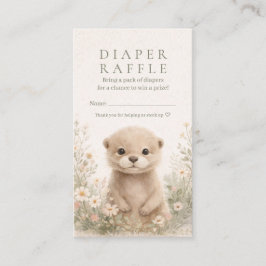 Woodland Otter Diaper Raffle Ticket | Cottagecore  名刺