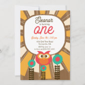 Woodland Owl First Birthday Invitation – One Year  招待状 (正面)