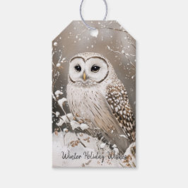 Woodland Owl Winter Christmas ギフトタグ