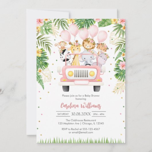 Woodland Party Animals Baby Shower Invitation 招待状 (正面)