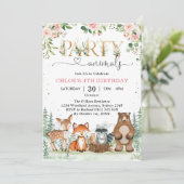 Woodland Party Animals Girl Birthday Invitation 招待状 (スタンド正面)