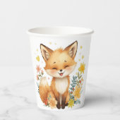 Woodland Pastel Watercolor Fox Yellow Hearts Party 紙コップ (裏面)