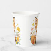 Woodland Pastel Watercolor Fox Yellow Hearts Party 紙コップ (右)