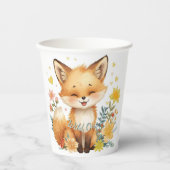 Woodland Pastel Watercolor Fox Yellow Hearts Party 紙コップ (正面)