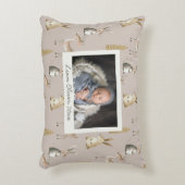 Woodland Pattern Beige Gray Custom Photo Nursery アクセントクッション (正面(垂直))