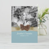 Woodland Pines Blue結婚'sと写真 招待状 (スタンド正面)