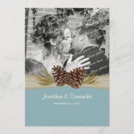 Woodland Pines Blue結婚'sと写真 招待状