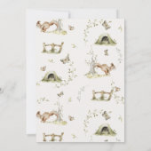 Woodland Pink Girl Wild Forest Cute Baby Shower サンキューカード (裏面)