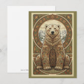 Woodland Polar Bear Art Flat Thank You Card サンキューカード (正面/裏面)