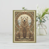 Woodland Polar Bear Art Flat Thank You Card サンキューカード (スタンド正面)
