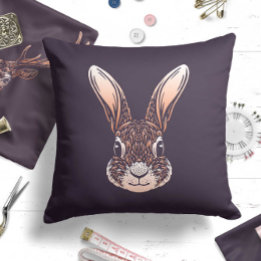Woodland Rabbit Throw Pillow Modern Bunny Nursery クッション