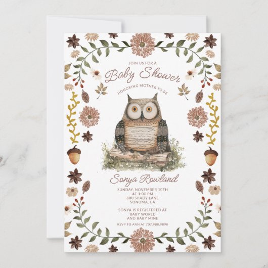 Woodland Raccoon Baby Shower Invitation 招待状 (正面)
