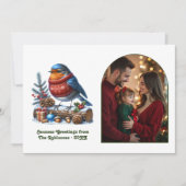 Woodland Robin Cozy Forest Christmas Magic Photo シーズンカード (正面)