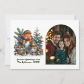 Woodland Robin Family Cozy Forest Christmas Photo シーズンカード (正面)