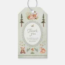 Woodland Sage Green Baby Shower Thank You ギフトタグ