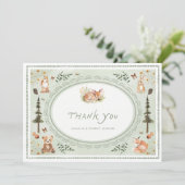 Woodland Sage Green Baby Shower Thank you Card サンキューカード (スタンド正面)