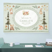 Woodland Sage Green Baby Shower Welcome Banner 横断幕 (トレードショー)
