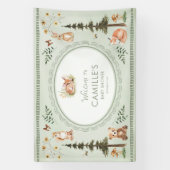 Woodland Sage Green Baby Shower Welcome Banner 横断幕 (縦)