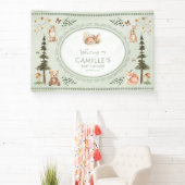 Woodland Sage Green Baby Shower Welcome Banner 横断幕 (インサイチュ)