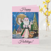 Woodland Santa and Animals Holiday カード (黄色い花)