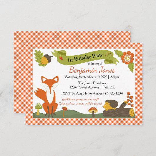 Woodland Scene - 3x5誕生日パーティーへの招待 招待状 (正面/裏面)