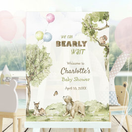Woodland Scenery Bearly Wait Welcome Baby Shower アクリルサイン