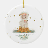 Woodland Sheep christmas baby shower セラミックオーナメント (裏面)
